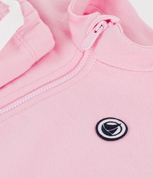 Ensemble sweatshirt et pantalon b&eacute;b&eacute; en coton uni rose clair