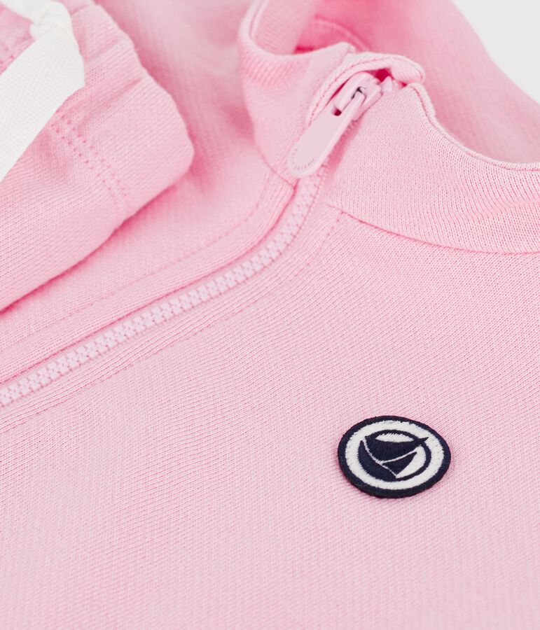 Ensemble sweatshirt et pantalon b&eacute;b&eacute; en coton uni rose