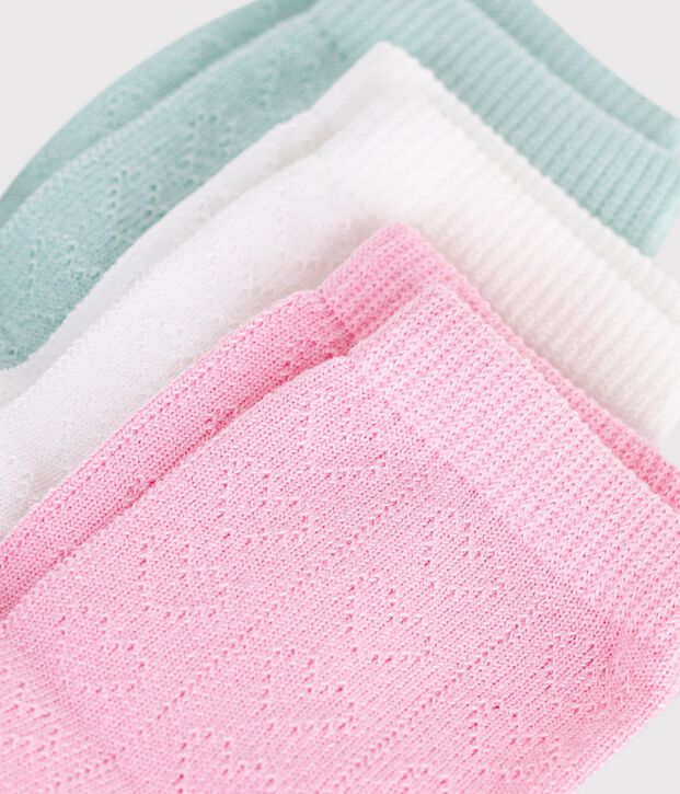 3 paires de chaussettes b&eacute;b&eacute; en coton ajour&eacute;s c&oelig;urs multicouleur