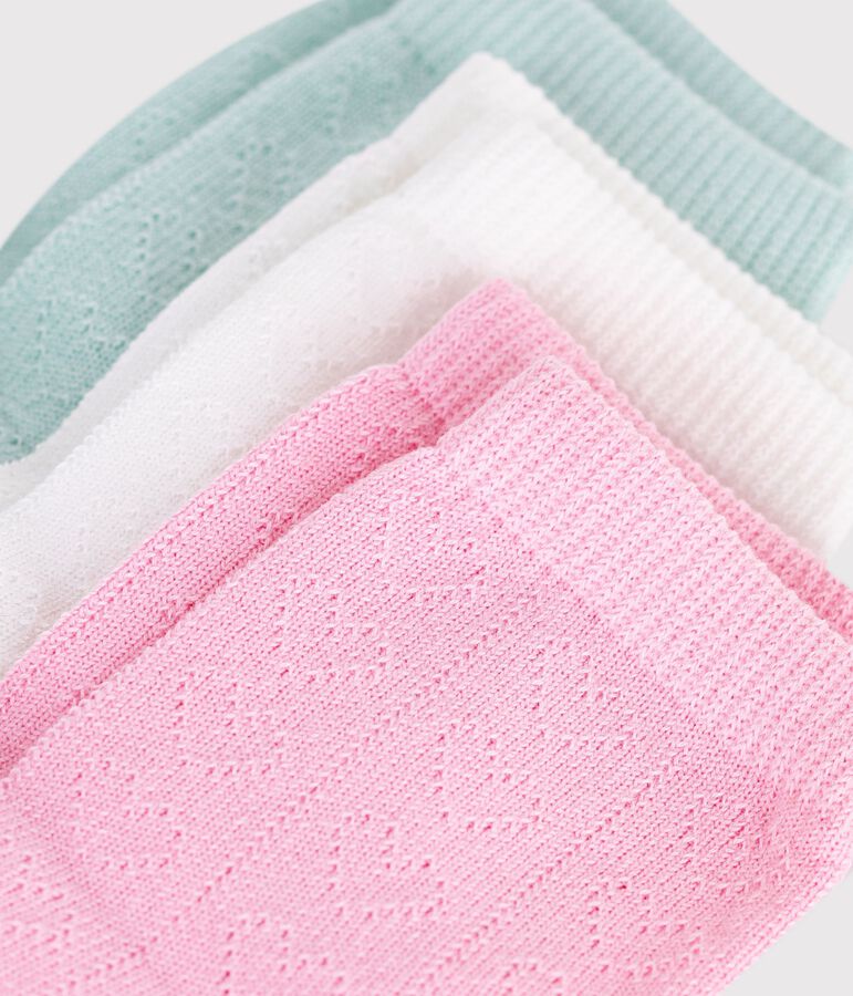 3 paires de chaussettes b&eacute;b&eacute; en coton ajour&eacute;s c&oelig;urs variante 1