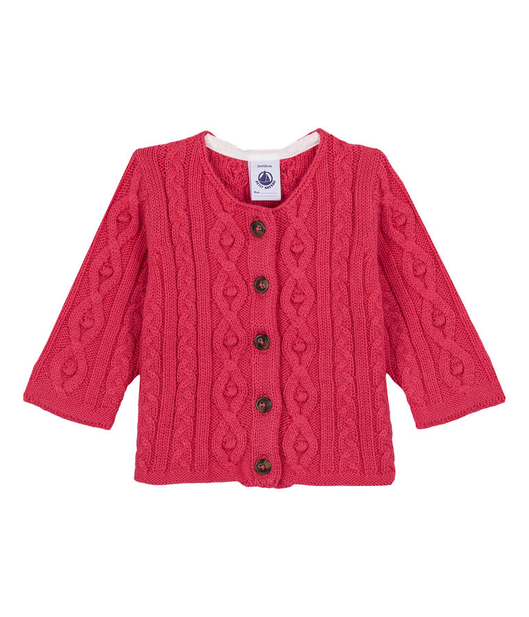 Cardigan torsad&eacute; rose