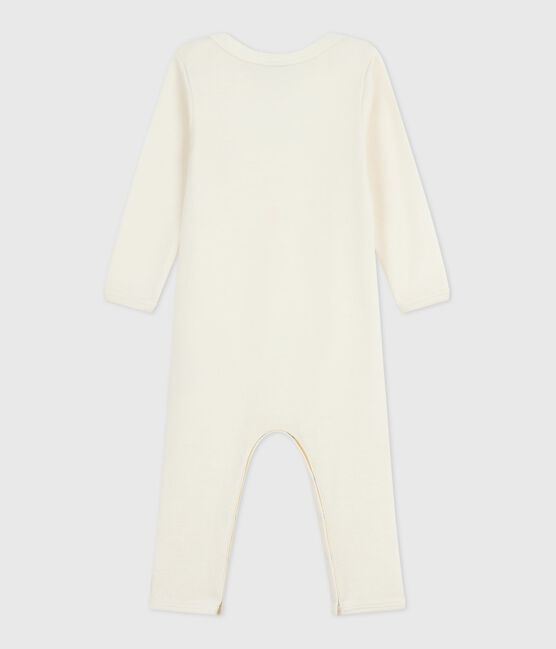 Body jambes longues bébé en laine et coton ECRU 08163