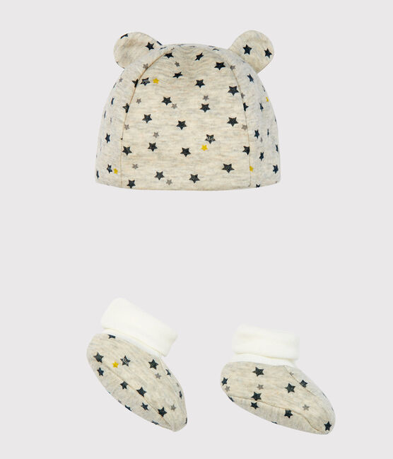 Lot bonnet et chaussons bébé garçon en laine et coton variante 1