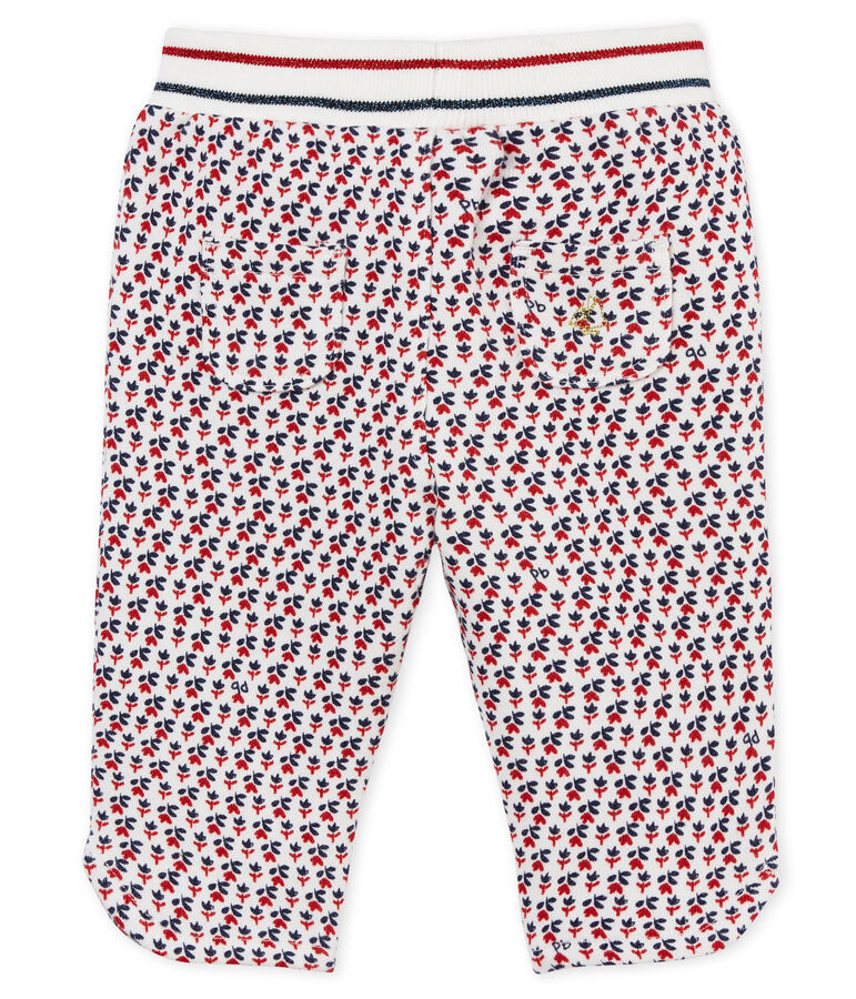 Pantalon b&eacute;b&eacute; fille en molleton imprim&eacute; blanc/multicouleur