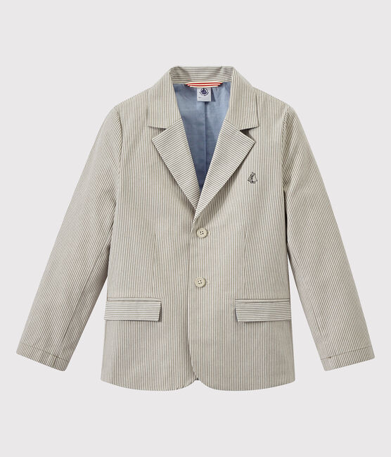 Veste garçon en toile rayée gris MINERAI/blanc LAIT
