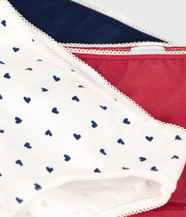 Lot de 3 culottes c&oelig;ur petite fille en coton et &eacute;lasthanne multicouleur