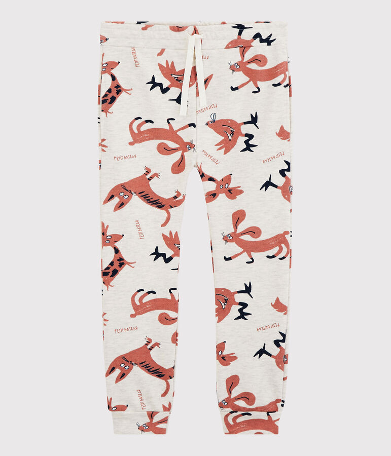 Pantalon de jogging en molleton enfant fille beige MONTELIMAR/blanc MULTICO