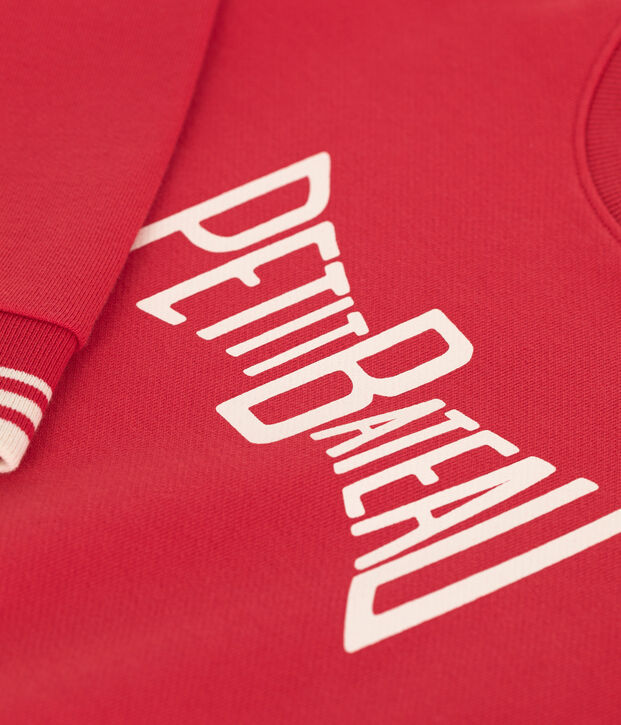 Sweatshirt enfant mixte en coton mprim&eacute; rouge