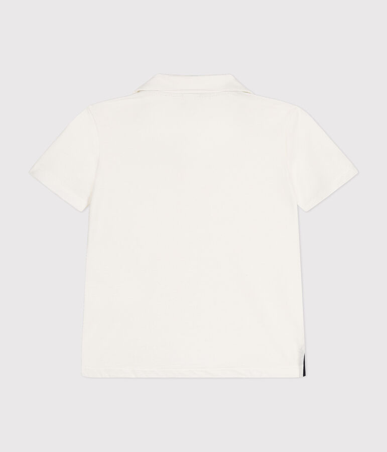 Polo manches courtes en coton enfant gar&ccedil;on blanc MARSHMALLOW