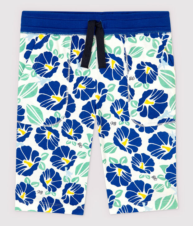 Bermuda en coton enfant gar&ccedil;on blanc/multicouleur