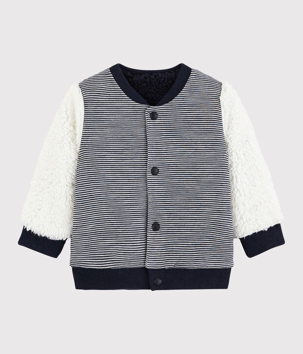 Cardigan r&eacute;versible b&eacute;b&eacute; gar&ccedil;on bleu/blanc
