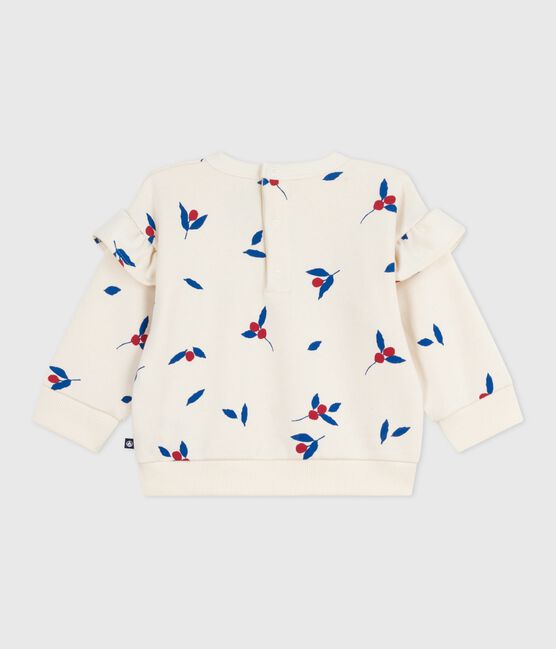 Sweatshirt bébé en coton imprimé baies à volants MILK/ MULTICO