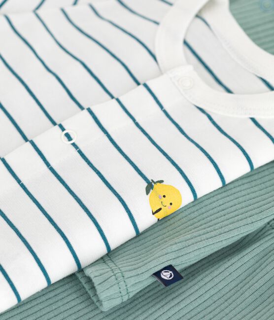 Ensemble naissance trois pièces en coton et t-shirt rayé citron PAUL/ MULTICO