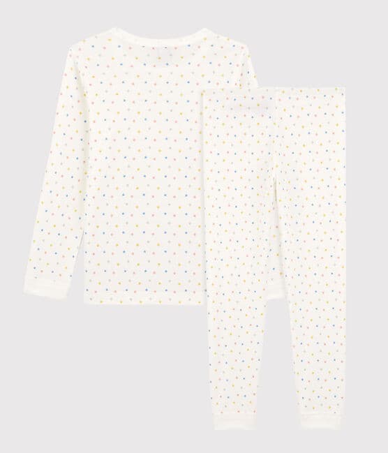 Pyjama étoiles multicolores en coton enfant blanc MARSHMALLOW/blanc MULTICO