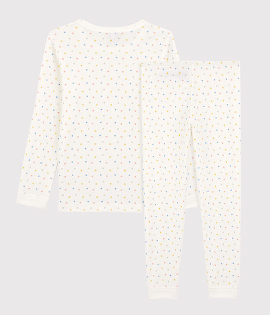 Pyjama étoiles multicolores en coton enfant blanc MARSHMALLOW/blanc MULTICO