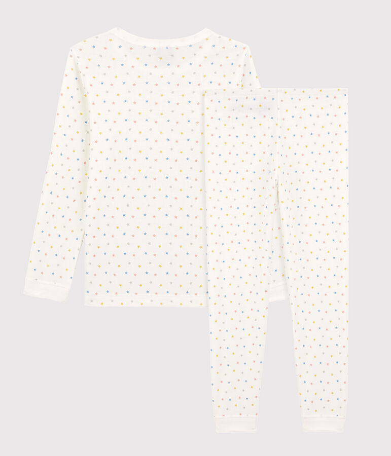 Pyjama &eacute;toiles multicolores en coton enfant blanc MARSHMALLOW/blanc MULTICO
