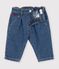 Pantalon b&eacute;b&eacute; en denim uni et broderie c&oelig;ur bleu