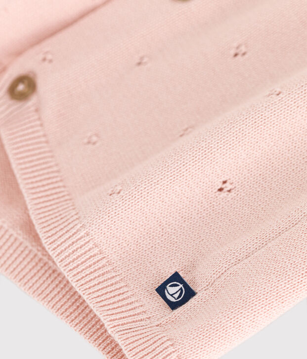 Cardigan en tricot de coton ajour&eacute; b&eacute;b&eacute; rose