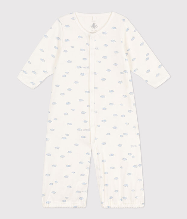 Combisac imprim&eacute; en coton blanc/bleu