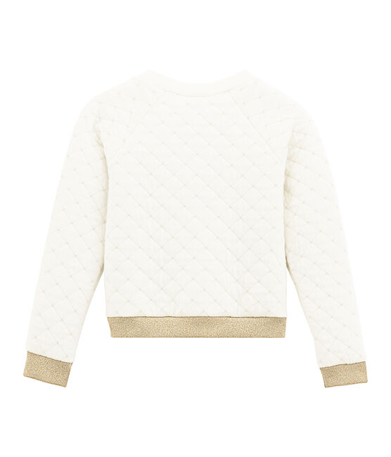 Sweat shirt enfant fille blanc MARSHMALLOW/jaune DORE