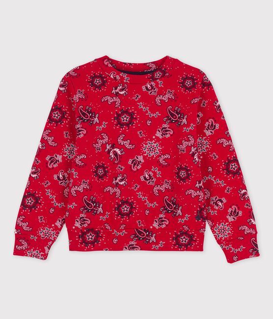 Sweatshirt en molleton enfant fille rouge TERKUIT/blanc MULTICO