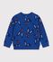 Sweatshirt enfant en coton imprim&eacute; animalier bleu/multicouleur