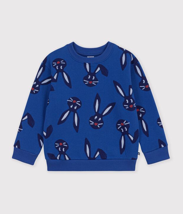 Sweatshirt enfant en coton imprim&eacute; animalier bleu/multicouleur
