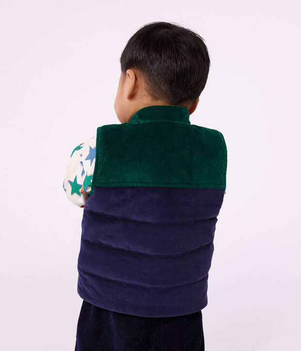 Doudoune b&eacute;b&eacute; sans manches en velours r&eacute;versible sherpa bleu/multicouleur