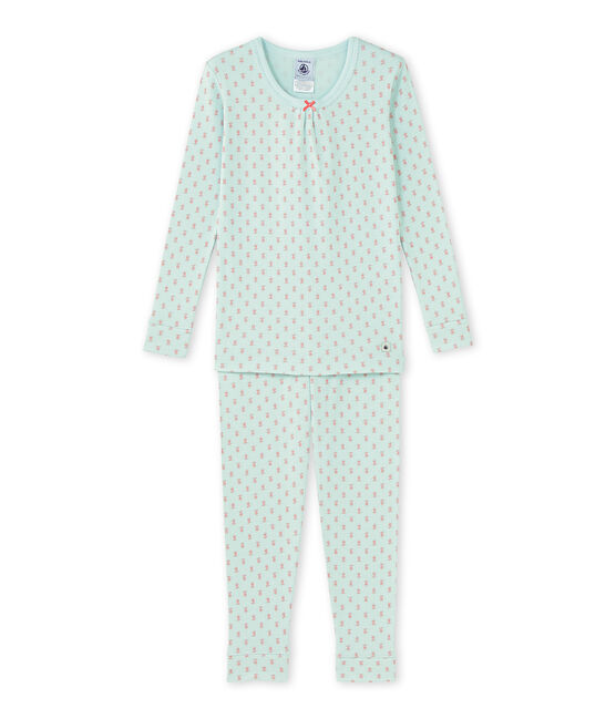 Pyjama fille imprimé bleu BOCAL/rose ROSE/ MULTICO