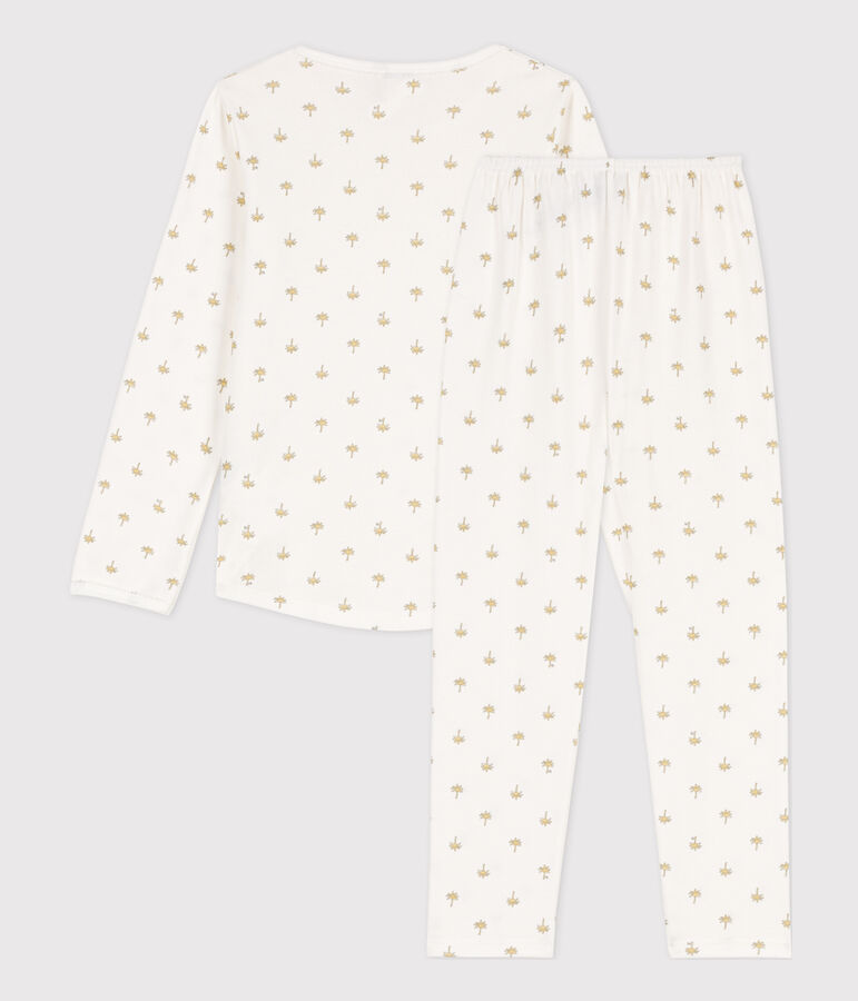 Pyjama palmiers en coton petite fille blanc/multicouleur