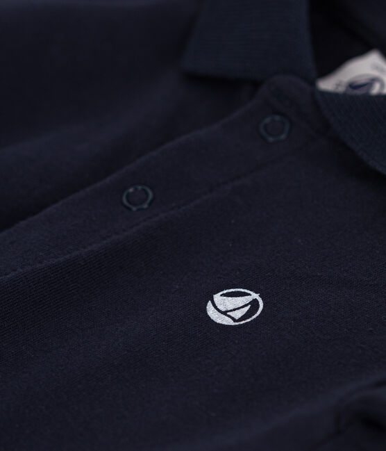 Polo manches courtes en coton bébé bleu SMOKING