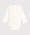 Body b&eacute;b&eacute; en coton manches longues &agrave; col brod&eacute; uni rose/rose