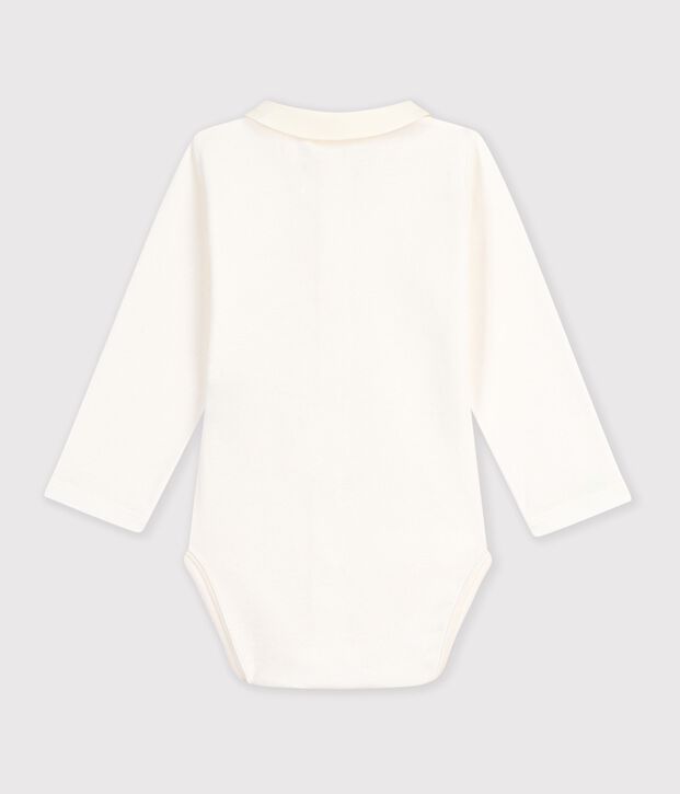 Body b&eacute;b&eacute; en coton manches longues &agrave; col brod&eacute; uni rose/rose