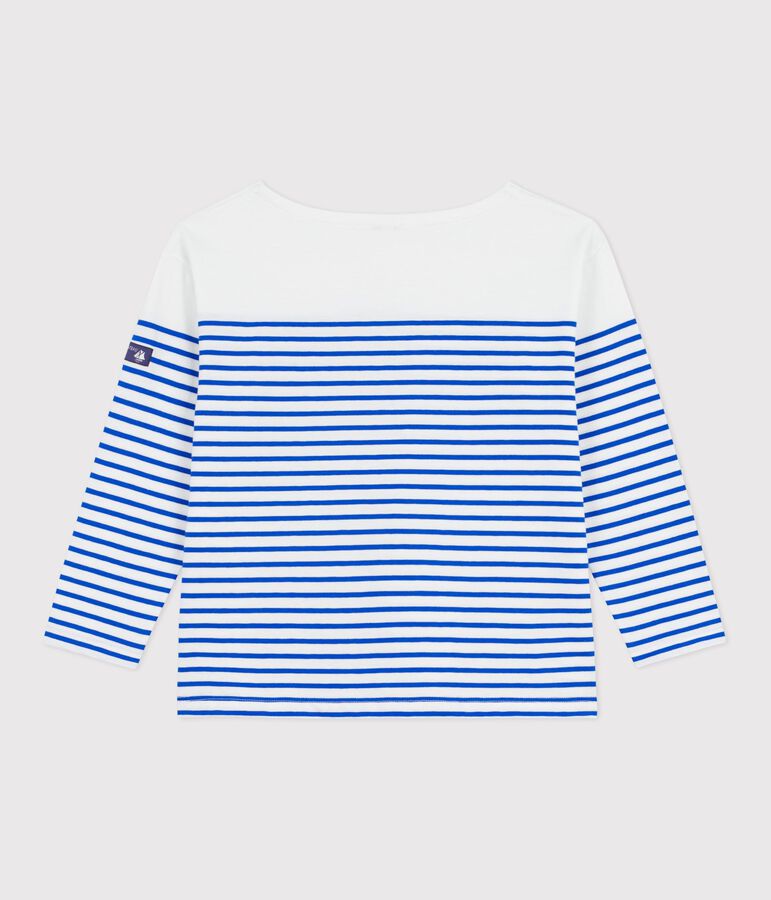 Marini&egrave;re enfant en coton &agrave; rayures blanc MARSHMALLOW/bleu PERSE