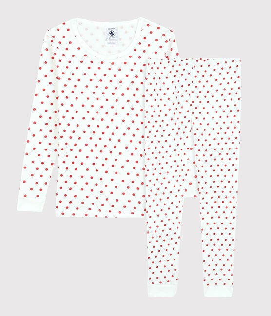 Pyjama snugfit Paris en coton enfant blanc MARSHMALLOW/rouge PEPS