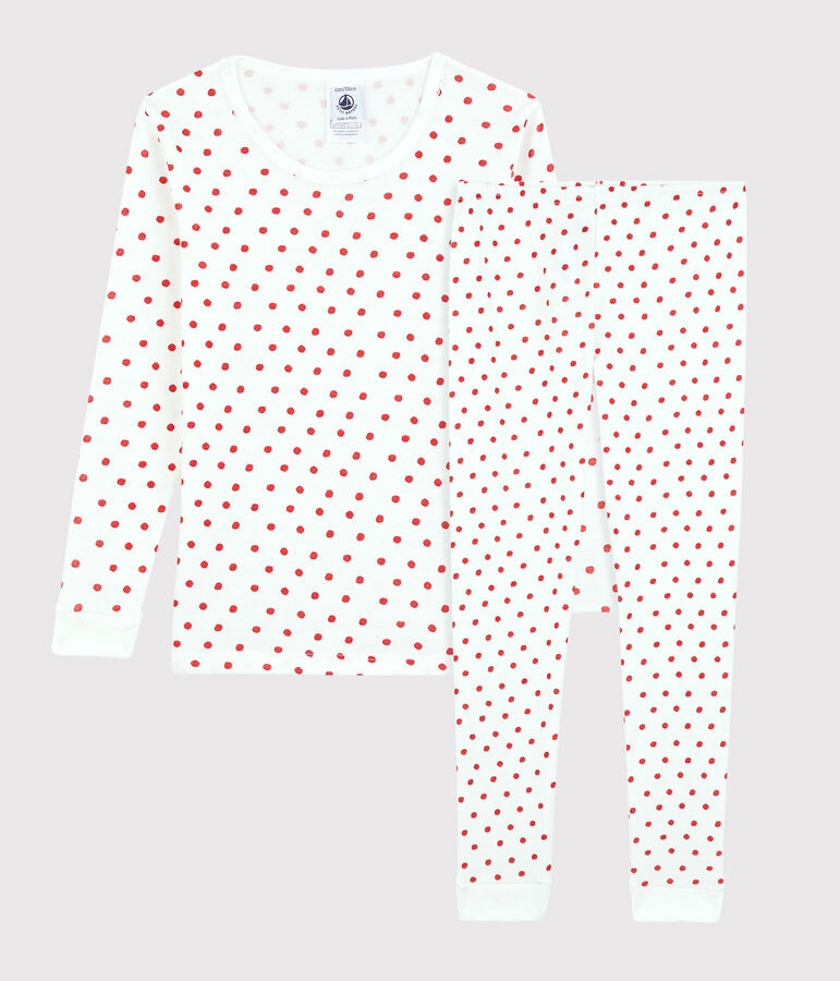 Pyjama snugfit Paris en coton enfant blanc MARSHMALLOW/rouge PEPS