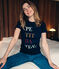 Tee shirt sérihraphie texte pour femme bleu SMOKING