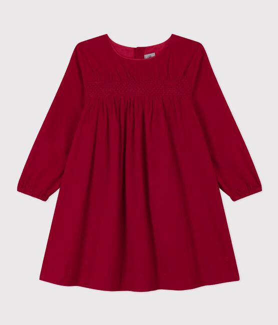 Robe manches longues en velours uni enfant fille rouge CORRIDA