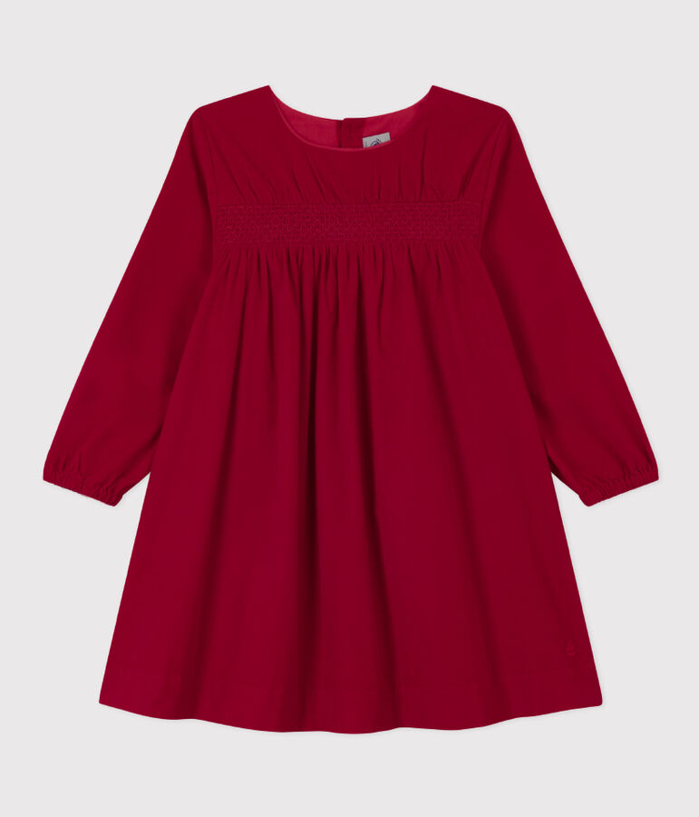 Robe manches longues en velours uni enfant fille rouge CORRIDA