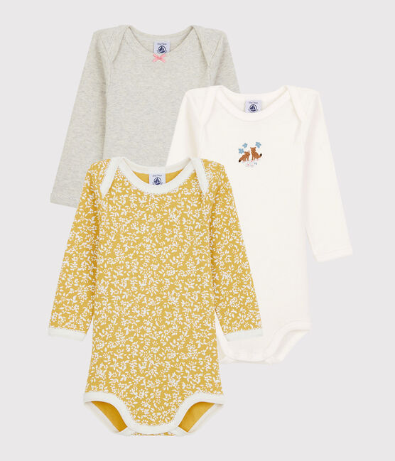 Lot de 3 bodies manches longues bébé fille en coton biologique variante 1