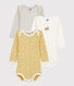 Lot de 3 bodies manches longues bébé fille en coton biologique