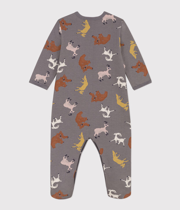 Pyjama b&eacute;b&eacute; animaux en molleton gris/multicouleur