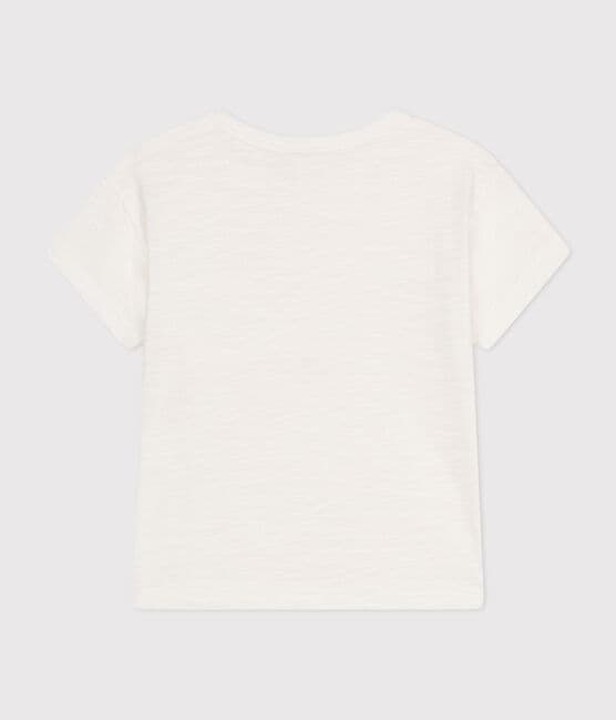 Tee-shirt manches courtes en jersey flammé bébé blanc MARSHMALLOW