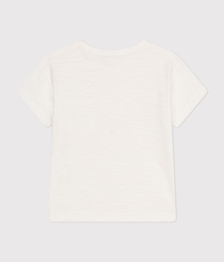 Tee-shirt manches courtes en jersey flamm&eacute; b&eacute;b&eacute; blanc MARSHMALLOW