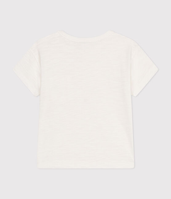 Tee-shirt manches courtes en jersey flammé bébé blanc MARSHMALLOW