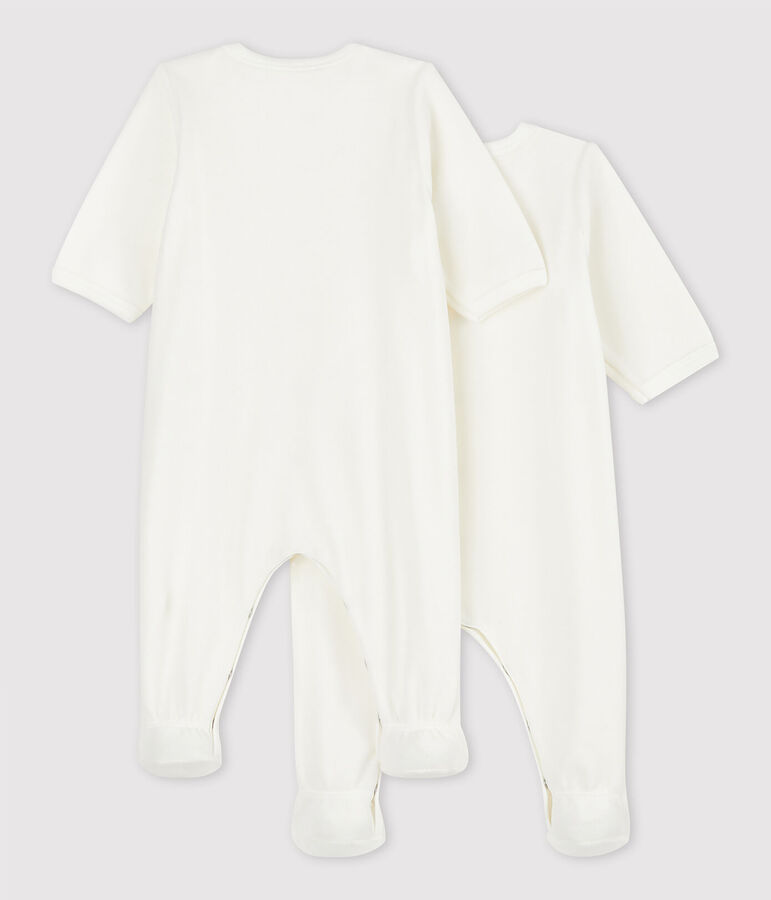 Lot de 2 dors-bien blanc b&eacute;b&eacute; en velours de coton biologique variante 1
