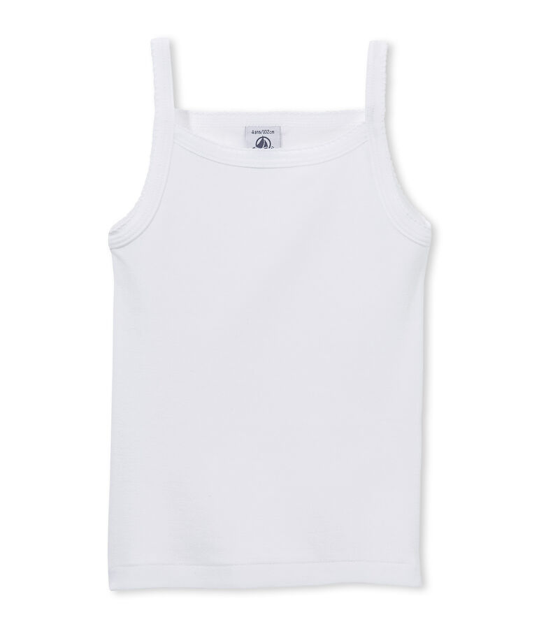 D&eacute;bardeur fille uni &agrave; point cocotte blanc ECUME