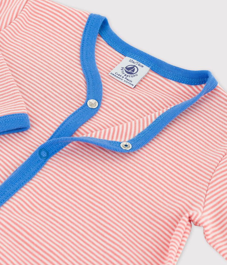 Dors-bien b&eacute;b&eacute; &agrave; rayures en coton biologique rose PAPAYE/ MARSHMALLOW