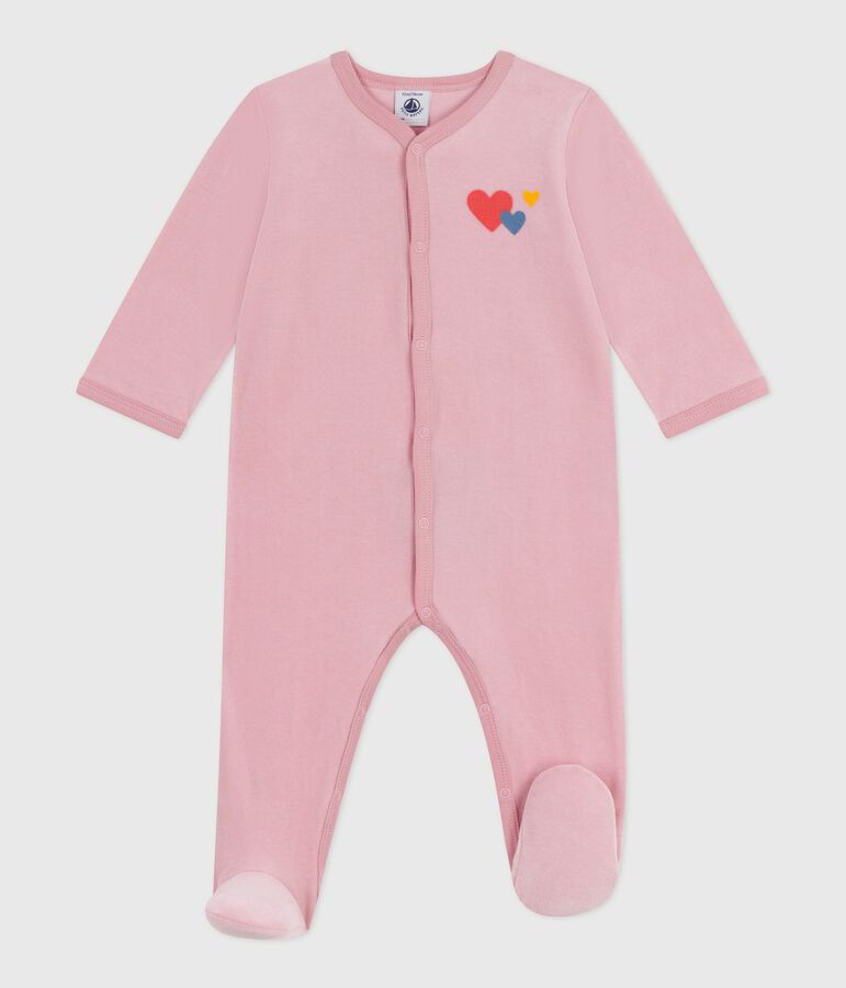 Pyjama b&eacute;b&eacute; en velours uni rose CHARME