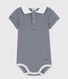 Body à col polo rayé milleraies en coton bio bébé